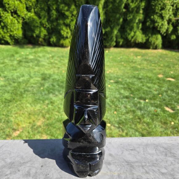 Handcrafted MCM Aztec Mayan Warrior Black Obsidian Onyx Mexico HEAVY *read* - Picture 1 of 15